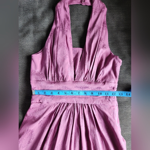 Nicole Miller Purple Silk Halter Deep V-neck Cowl Back Bubble Hem Dress/US 6 - Picture 10 of 16